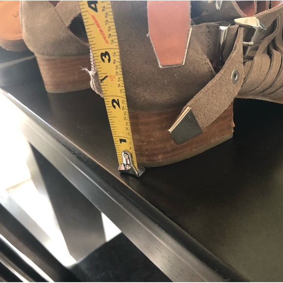 Jeffrey Campbell|Leather suede tan booties with stacked heel,Western buckle••• - Picture 9 of 11